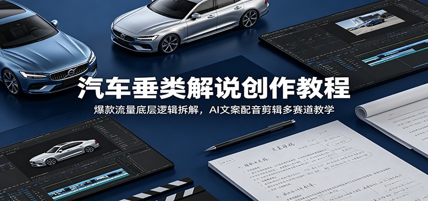汽车垂类解说创作教程：爆款流量底层逻辑拆解，AI文案配音剪辑多赛道教学-吾爱云课堂