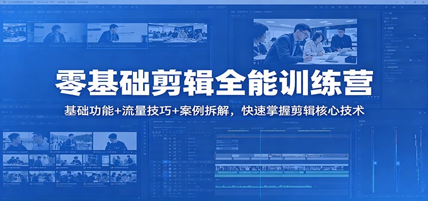 零基础剪辑全能训练营：基础功能+流量技巧+案例拆解，快速掌握剪辑核心技术-吾爱云课堂