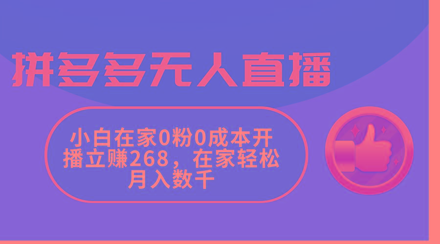 拼多多无人直播,小白在家0粉0成本开播立赚268,在家轻松月入数千-吾爱云课堂
