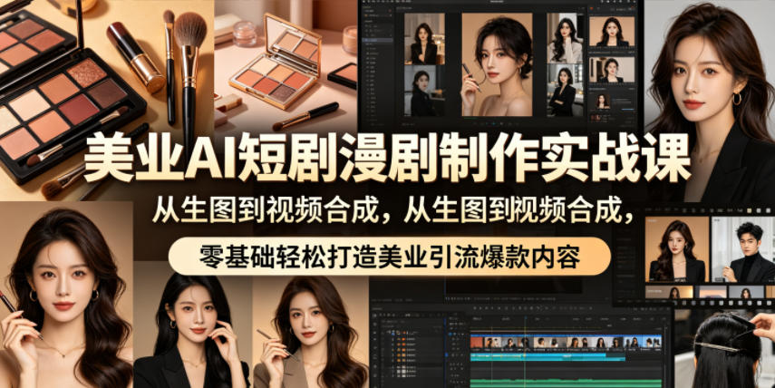美业AI短剧漫剧制作实战课，从生图到视频合成，零基础轻松打造美业引流爆款内容-吾爱云课堂