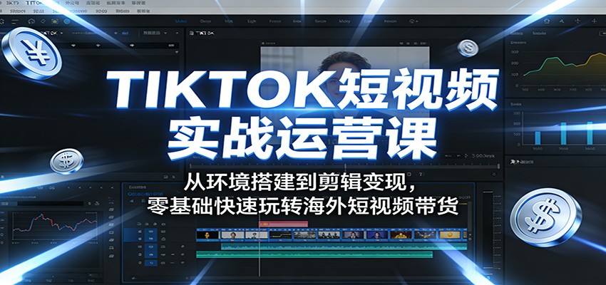 TIKTOK短视频实战运营课：从环境搭建到剪辑变现，零基础快速玩转海外短视频带货-吾爱云课堂