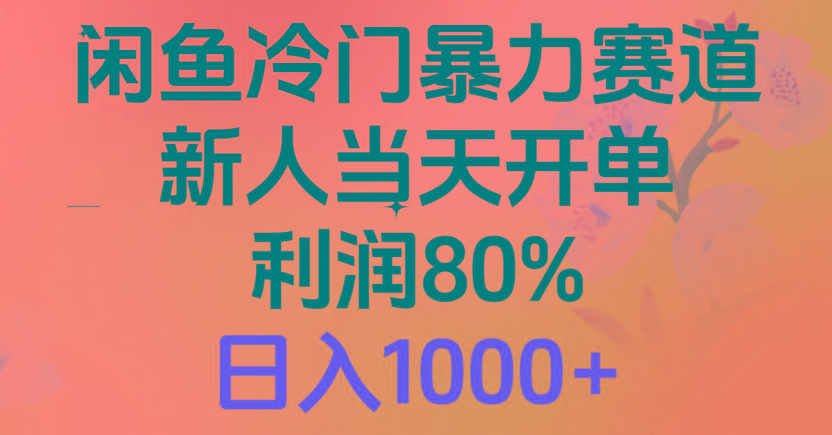 2024闲鱼冷门暴力赛道,新人当天开单,利润80%,日入1000+-吾爱云课堂