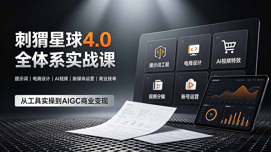 刺猬星球4.0全体系实战课，覆盖提示词工程、电商设计、AI视频特效与新媒体运营，一站式掌握AIGC商业核心技能-吾爱云课堂