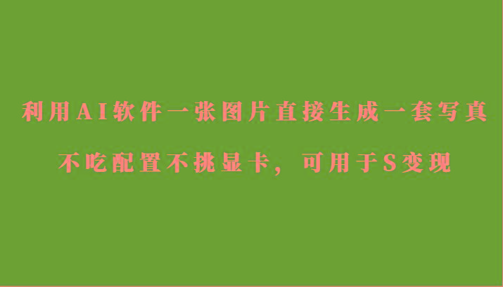 利用AI软件只需一张图片直接生成一套写真,不吃配置不挑显卡,可用于S变现-吾爱云课堂