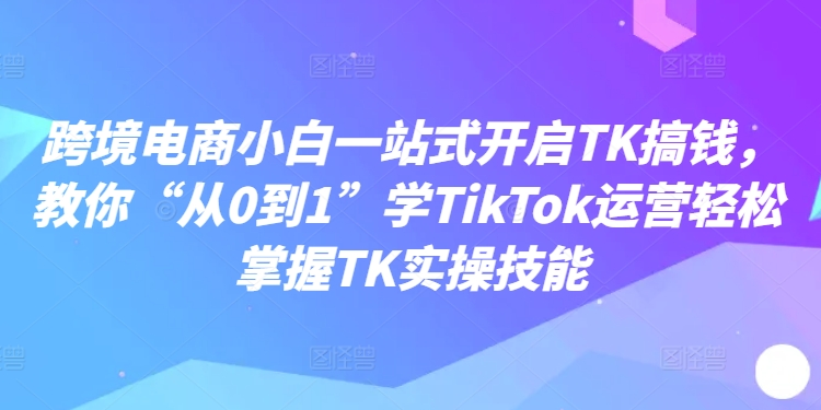 跨境电商小白一站式开启TK搞钱,教你“从0到1”学TikTok运营轻松掌握TK实操技能-吾爱云课堂
