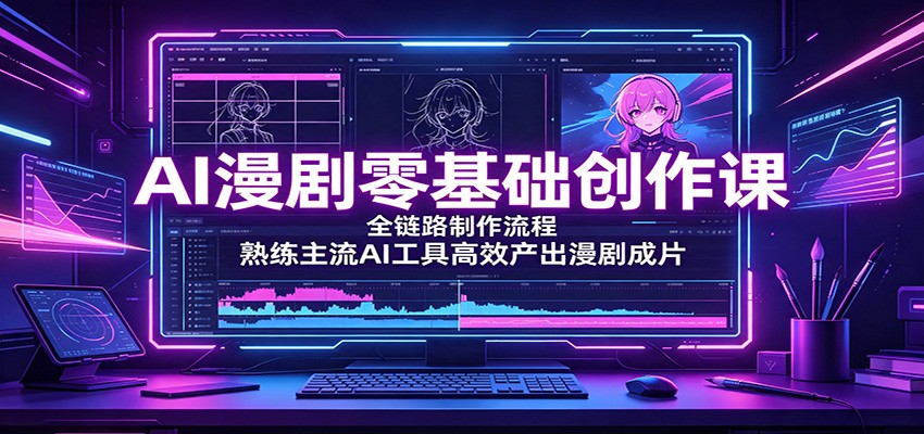 AI漫剧零基础创作课：全链路制作流程，熟练主流AI工具高效产出漫剧成片-吾爱云课堂