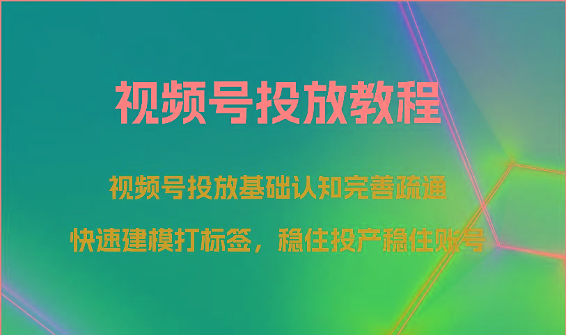 视频号投放教程-视频号投放基础认知完善疏通,快速建模打标签,稳住投产稳住账号-吾爱云课堂