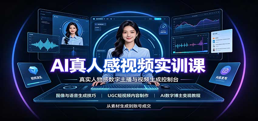 AI真人感视频实训课：图像语音生成，UGC内容制作，AI数字博主变现教程-吾爱云课堂