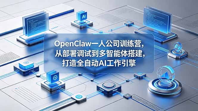 OpenClaw 一人公司训练营，从部署调试到多智能体搭建，打造全自动 AI 工作引擎-吾爱云课堂