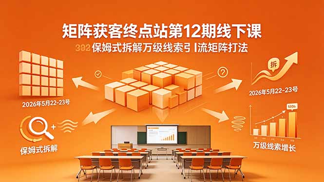 矩阵获客终点站第12期线下课 2026年5月22-23号 保姆式拆解万级线索引流矩阵打法-吾爱云课堂