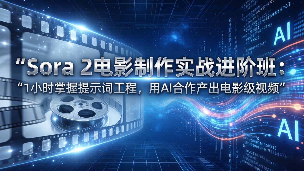 Sora 2电影制作实战进阶班：1小时掌握提示词工程，用AI合作产出电影级视频-吾爱云课堂