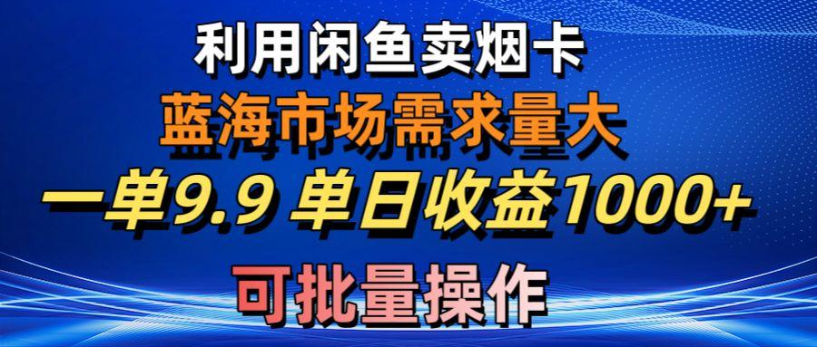 利用咸鱼卖烟卡，蓝海市场需求量大，一单9.9单日收益1000+，可批量操作-吾爱云课堂