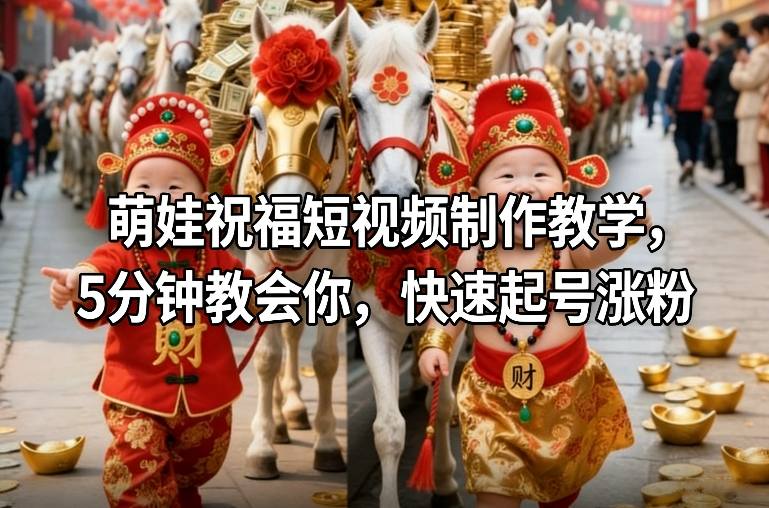 萌娃祝福短视频制作教学，5分钟教会你，快速起号涨粉-吾爱云课堂
