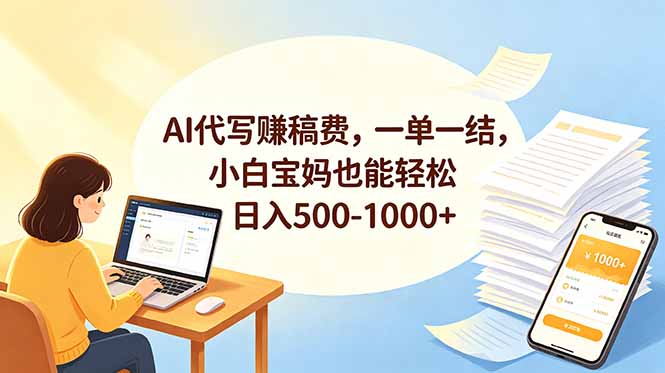 AI代写赚稿费，一单一结，小白宝妈也能轻松日入500-1000+-吾爱云课堂
