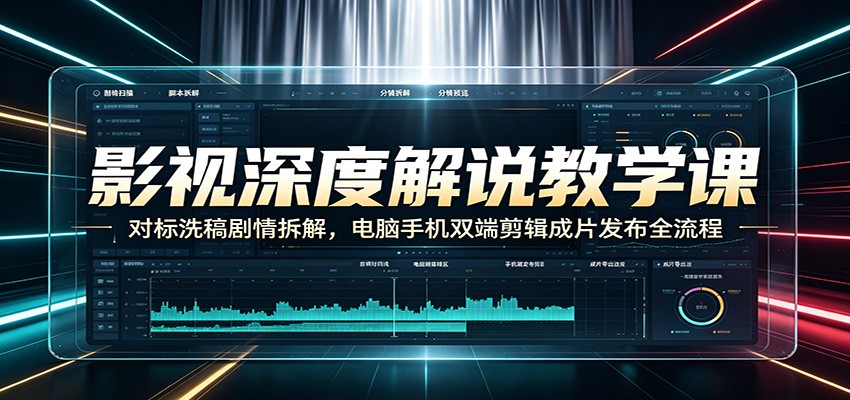 影视深度解说教学课：对标洗稿剧情拆解，电脑手机双端剪辑成片发布全流程-吾爱云课堂