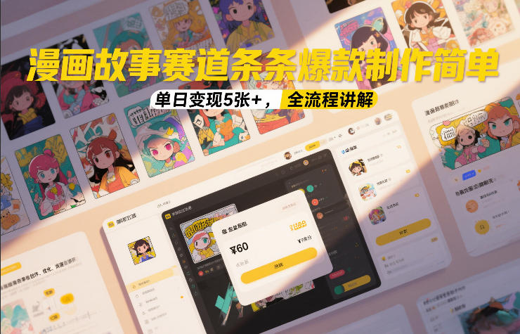 漫画故事赛道条条爆款制作简单，单日变现5张+，全流程讲解-吾爱云课堂