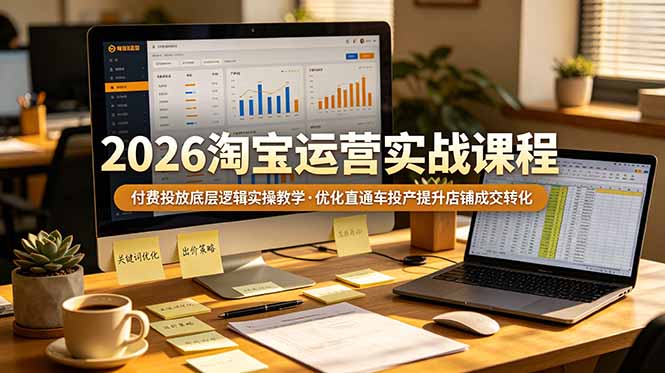 2026 淘宝运营实战课程，付费投放底层逻辑实操教学，优化直通车投产提升店铺成交转化-吾爱云课堂