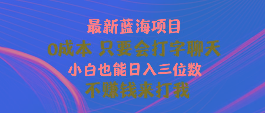 最新蓝海项目 0成本 只要会打字聊天 小白也能日入三位数 不赚钱来打我-吾爱云课堂