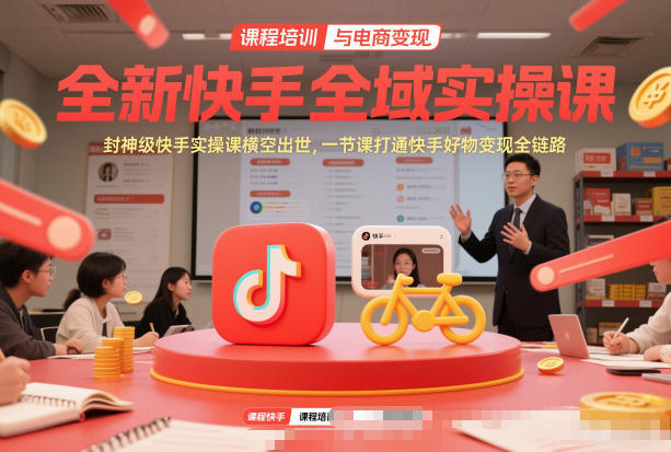 全新快手全域实操课，封神级快手实操课横空出世，一节课打通快手好物变现全链路-吾爱云课堂