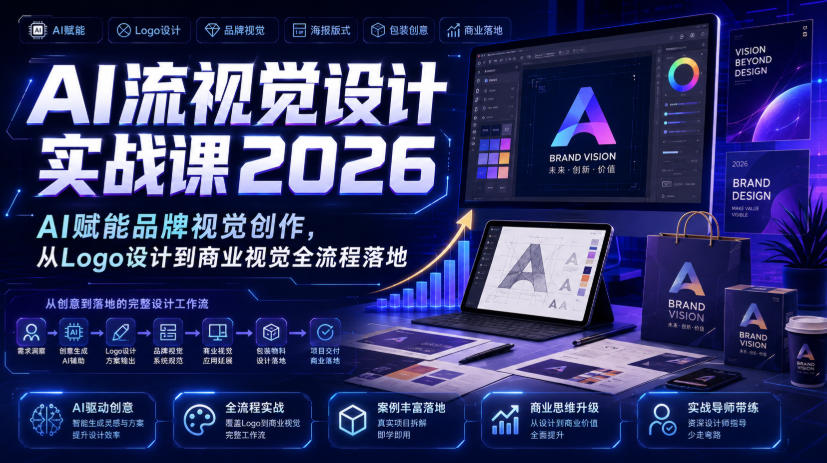 AI流视觉设计实战课2026：AI赋能品牌视觉创作，从Logo设计到商业视觉全流程落地-吾爱云课堂