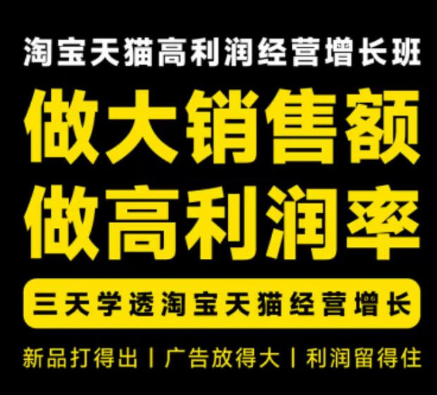 天猫淘宝高利润经营增长班杭州线下课31期8月22-24日，做大销售额做高利润率，三天学透淘宝天猫经营增长-吾爱云课堂