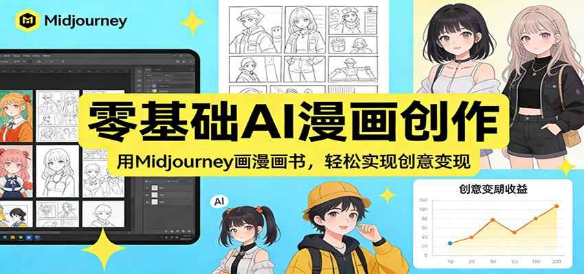 零基础AI漫画创作：用Midjourney画漫画书，轻松实现创意变现-吾爱云课堂