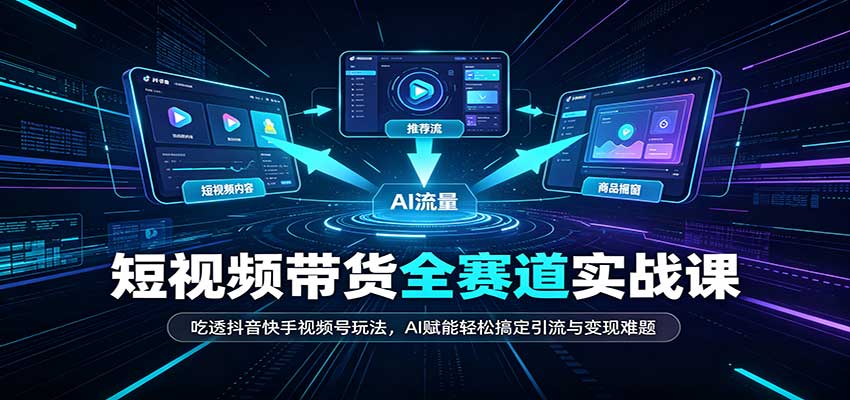 短视频带货全赛道：吃透抖音快手视频号玩法，AI赋能轻松搞定引流与变现难题-吾爱云课堂