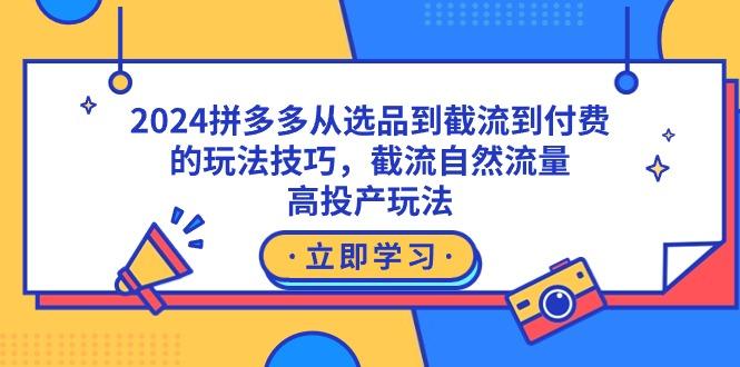 2024拼多多从选品到截流到付费的玩法技巧,截流自然流量玩法,高投产玩法-吾爱云课堂