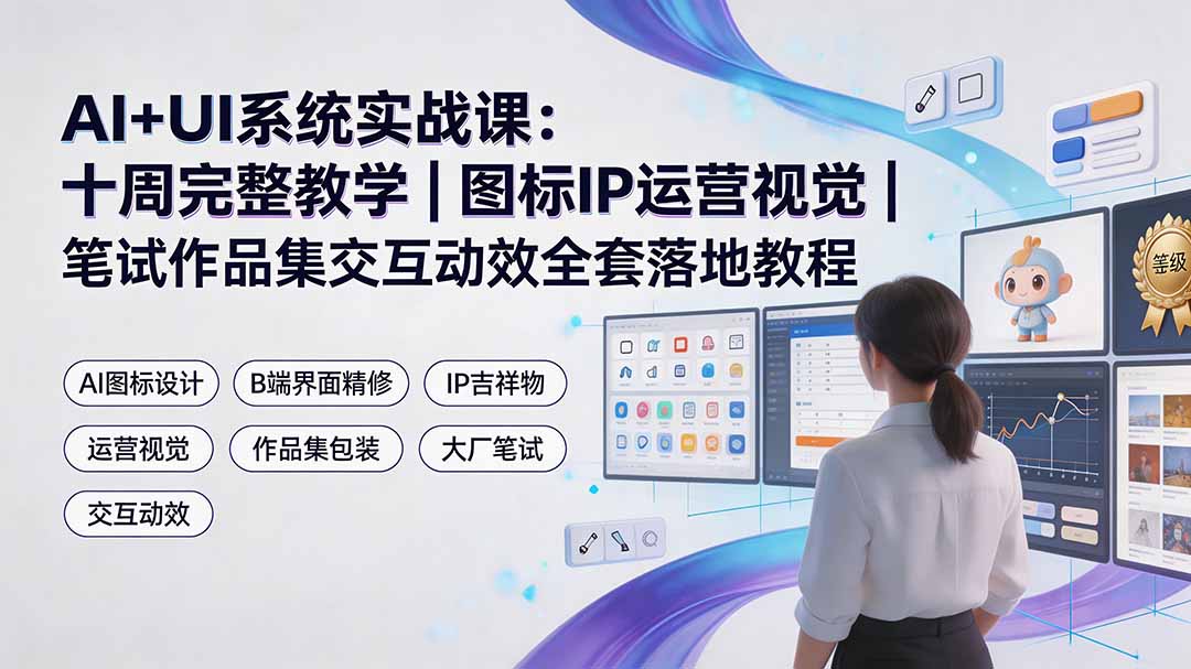 AI+UI系统实战课：十周完整教学｜图标IP运营视觉｜笔试作品集交互动效全套落地教程-吾爱云课堂