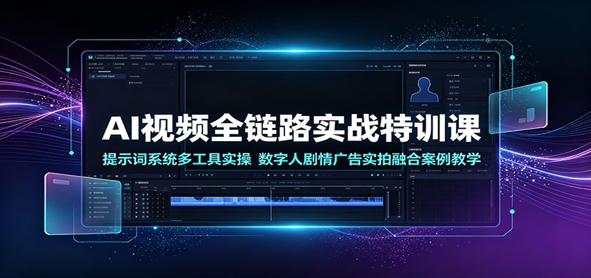 AI视频全链路实战特训课：提示词系统多工具实操，数字人剧情广告实拍融合案例教学-吾爱云课堂