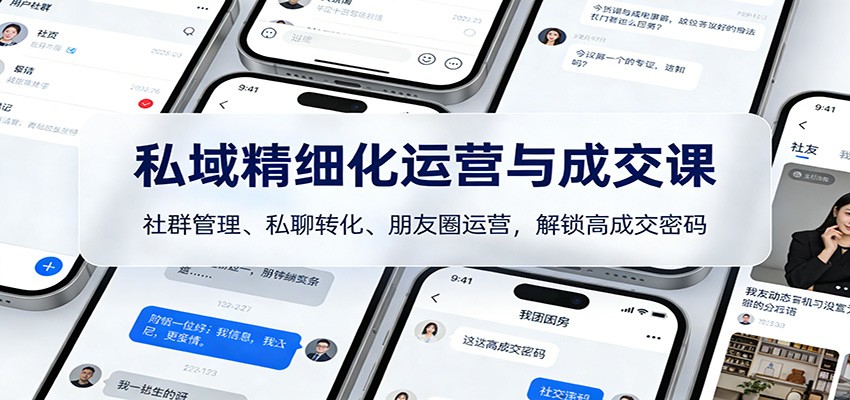 私域精细化运营与成交课：社群管理、私聊转化、朋友圈运营，解锁高成交密码-吾爱云课堂