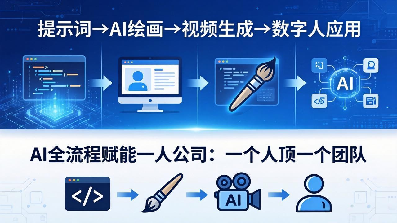 AI全流程赋能一人公司：提示词、绘画、视频、数字人、编程，一个人顶一个团队-吾爱云课堂
