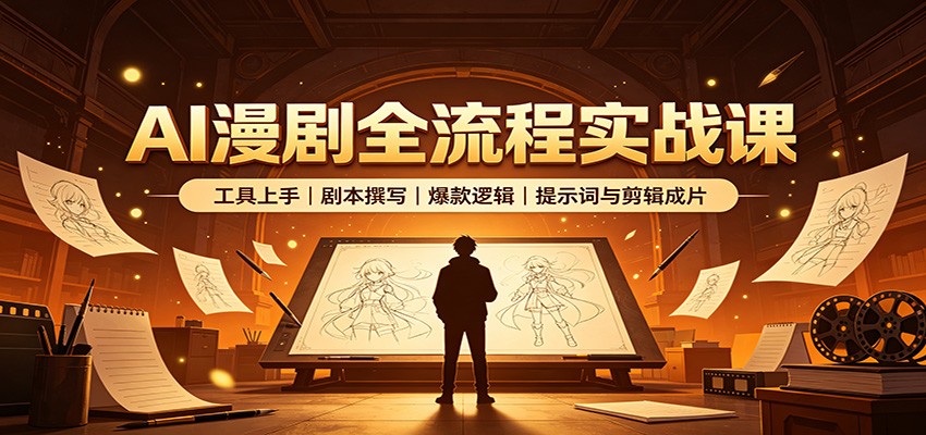 AI漫剧全流程实战课：工具上手、剧本撰写、爆款逻辑、提示词与剪辑成片-吾爱云课堂