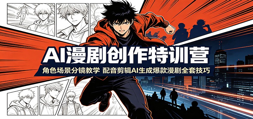 AI漫剧创作特训营：角色场景分镜教学，配音剪辑AI生成爆款漫剧全套技巧-吾爱云课堂
