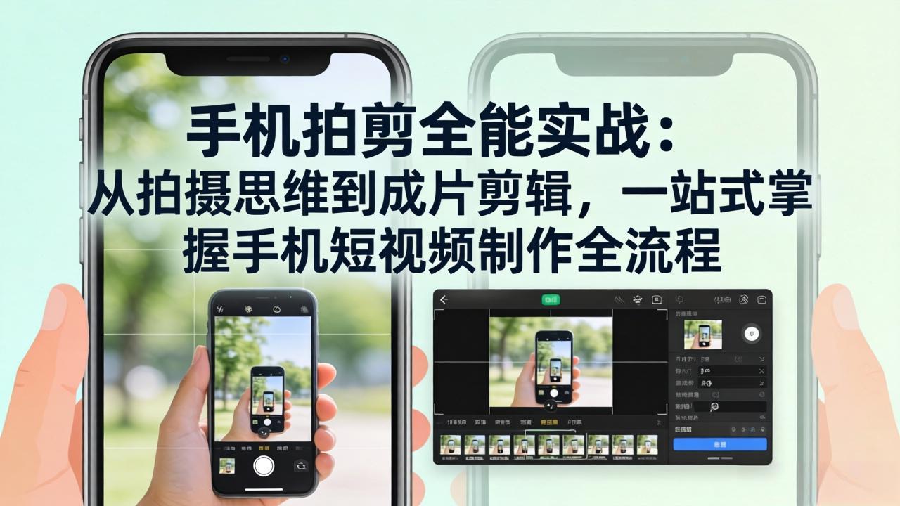 手机拍剪全能实战：从拍摄思维到成片剪辑，一站式掌握手机短视频制作全流程-吾爱云课堂