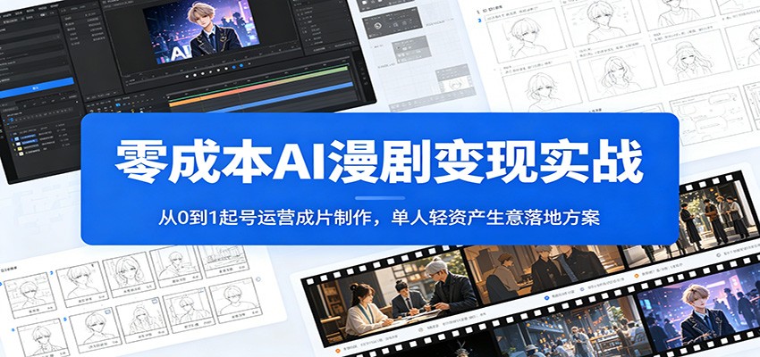 零成本AI漫剧变现实战：从0到1起号运营成片制作，单人轻资产生意落地方案-吾爱云课堂