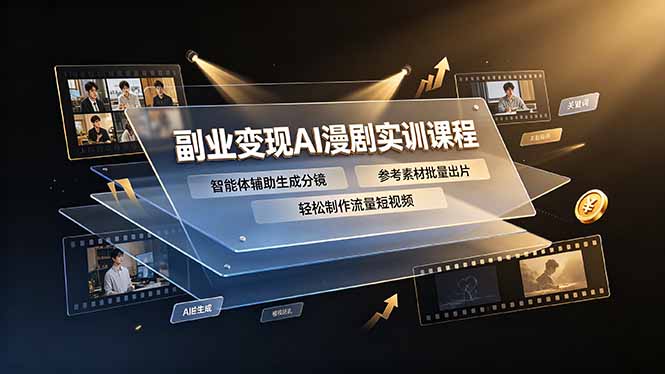 副业变现AI漫剧实训课程，智能体辅助生成分镜，参考素材批量出片，轻松制作流量短视频-吾爱云课堂
