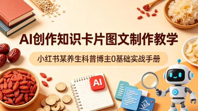 AI创作知识卡片图文制作教学，小红书某养生科普博主0基础实战手册-吾爱云课堂