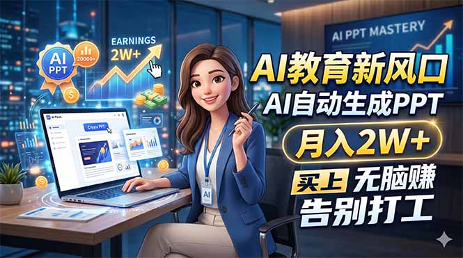 AI教育新风口，AI自动生成PPT，月入2W+，无脑赚，告别打工-吾爱云课堂