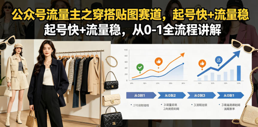 公众号流量主之穿搭贴图赛道，起号快+流量稳，从0-1全流程讲解-吾爱云课堂