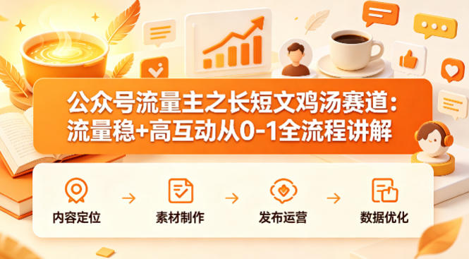公众号流量主之长短文鸡汤赛道，流量稳+高互动，从0-1全流程讲解-吾爱云课堂