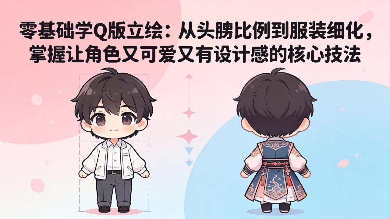 零基础学Q版立绘：从头身比例到服装细化，掌握让角色又可爱又有设计感的核心技法-吾爱云课堂