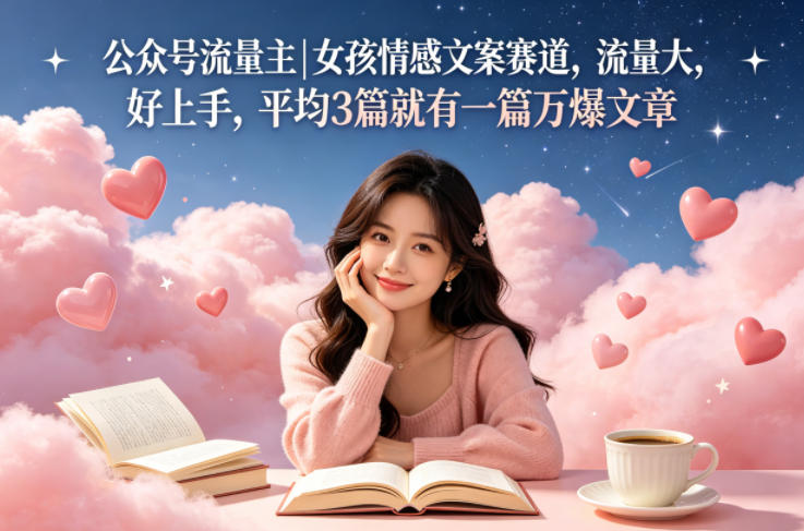 公众号流量主女孩情感文案赛道，流量大，好上手，平均3篇就有一篇万爆文章-吾爱云课堂