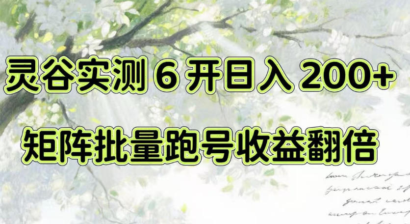 一台电脑就能做！灵谷实测6开日入200+，矩阵批量跑号收益翻倍【揭秘】-吾爱云课堂