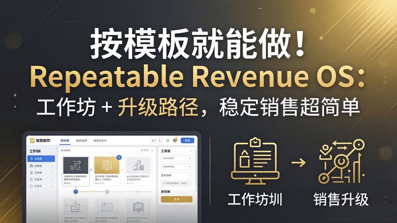 按模板就能做！Repeatable Revenue OS：工作坊 + 升级路径，稳定销售超简单-吾爱云课堂