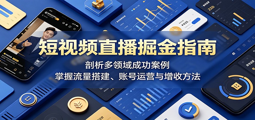 短视频直播掘金指南：剖析多领域成功案例，掌握流量搭建、账号运营与增收方法-吾爱云课堂