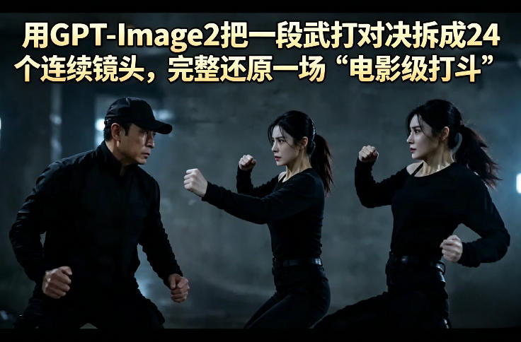 用GPT-Image2把一段武打对决拆成24个连续镜头，完整还原一场“电影级打斗”-吾爱云课堂