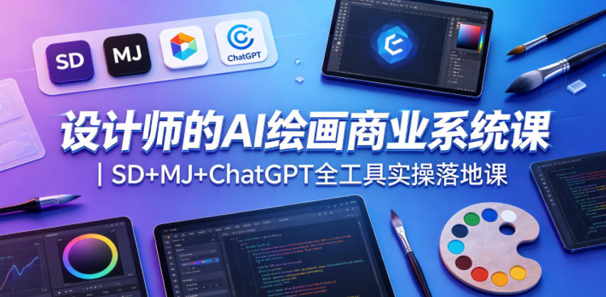 设计师的AI绘画商业系统课｜SD+MJ+ChatGPT全工具实操落地课-吾爱云课堂