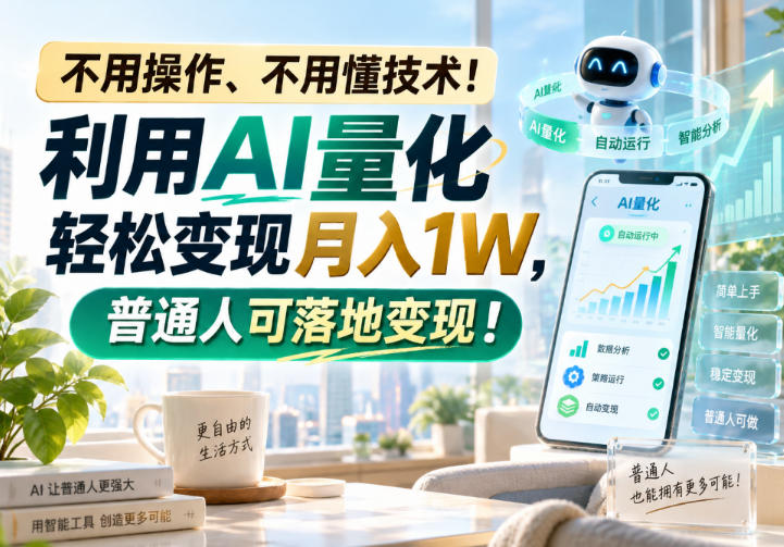不用操作、不用懂技术！利用AI量化轻松变现月入1W，普通人可落地变现！【揭秘】-吾爱云课堂