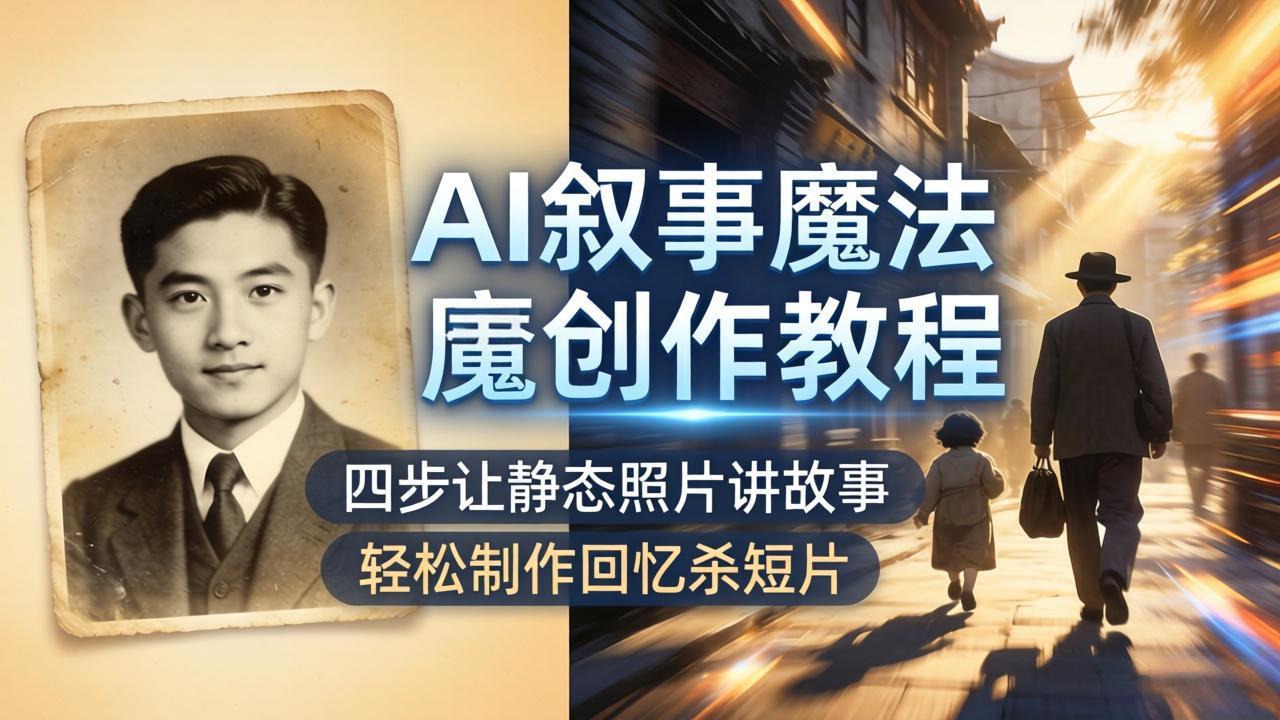 AI叙事魔法创作教程，四步让静态照片讲故事，老照片修复加动态特效，轻松制作回忆杀短片-吾爱云课堂